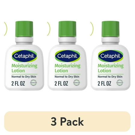 (3 pack) Cetaphil Travel Size Moisturizing Lotion for Dry to Normal Skin, Unscented, 2 fl oz