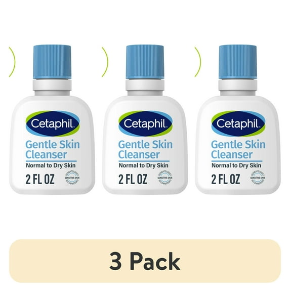 (3 pack) Cetaphil Travel Size Gentle Skin Cleanser, Hydrating Face Wash for Dry to Normal Sensitive Skin, 2 oz