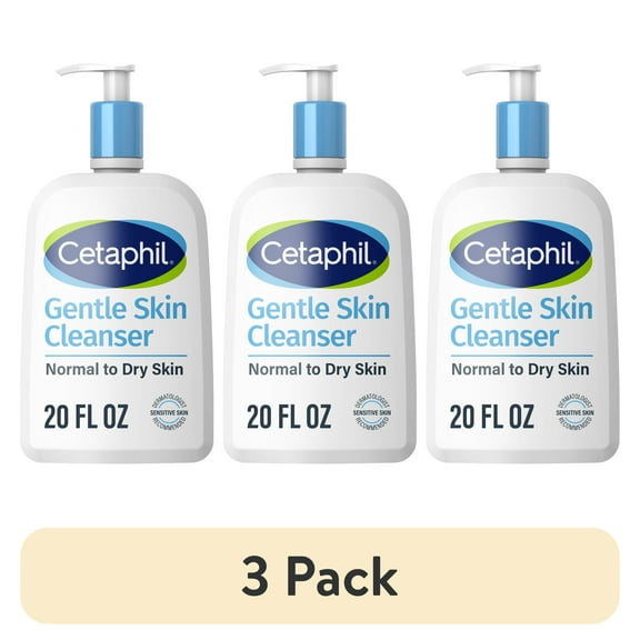 (3 pack) Cetaphil Face Wash Hydrating Gentle Skin Cleanser for Dry to Normal Sensitive Skin, 20 oz