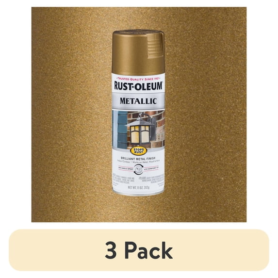 (3 pack) Champagne Bronze, Rust-Oleum Stops Rust Vintage Metallic Spray Paint-313142, 11 oz