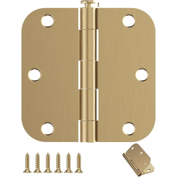 3 pack Champagne Bronze Self Closing Door Hinges Solid Metal Rounded 3.5 inch 5/8" Radius