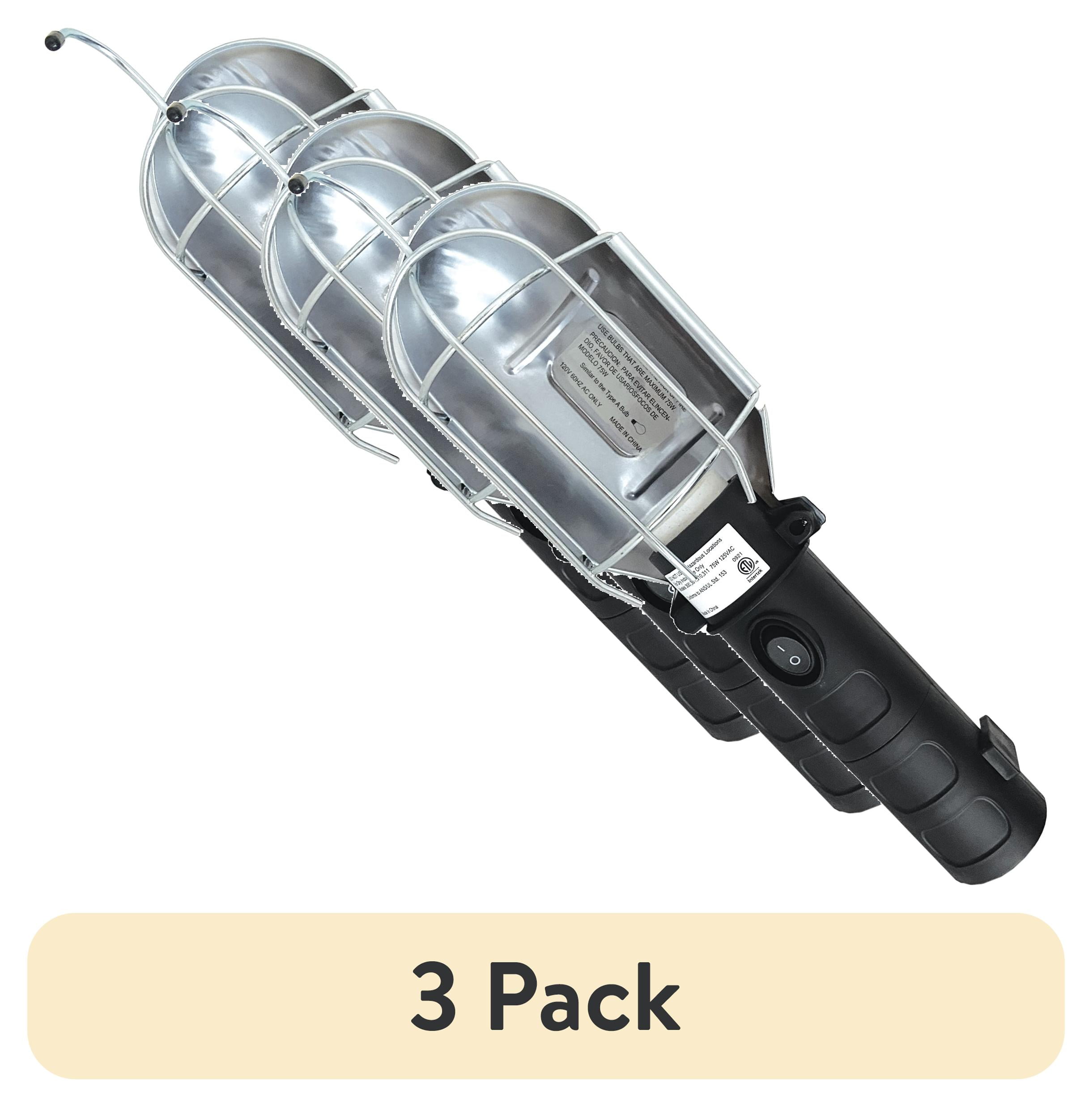 (3 pack) Champion Electronics 12" Trouble Light, Galvenized Metal Cage with Handle - LED Bulb Not Included