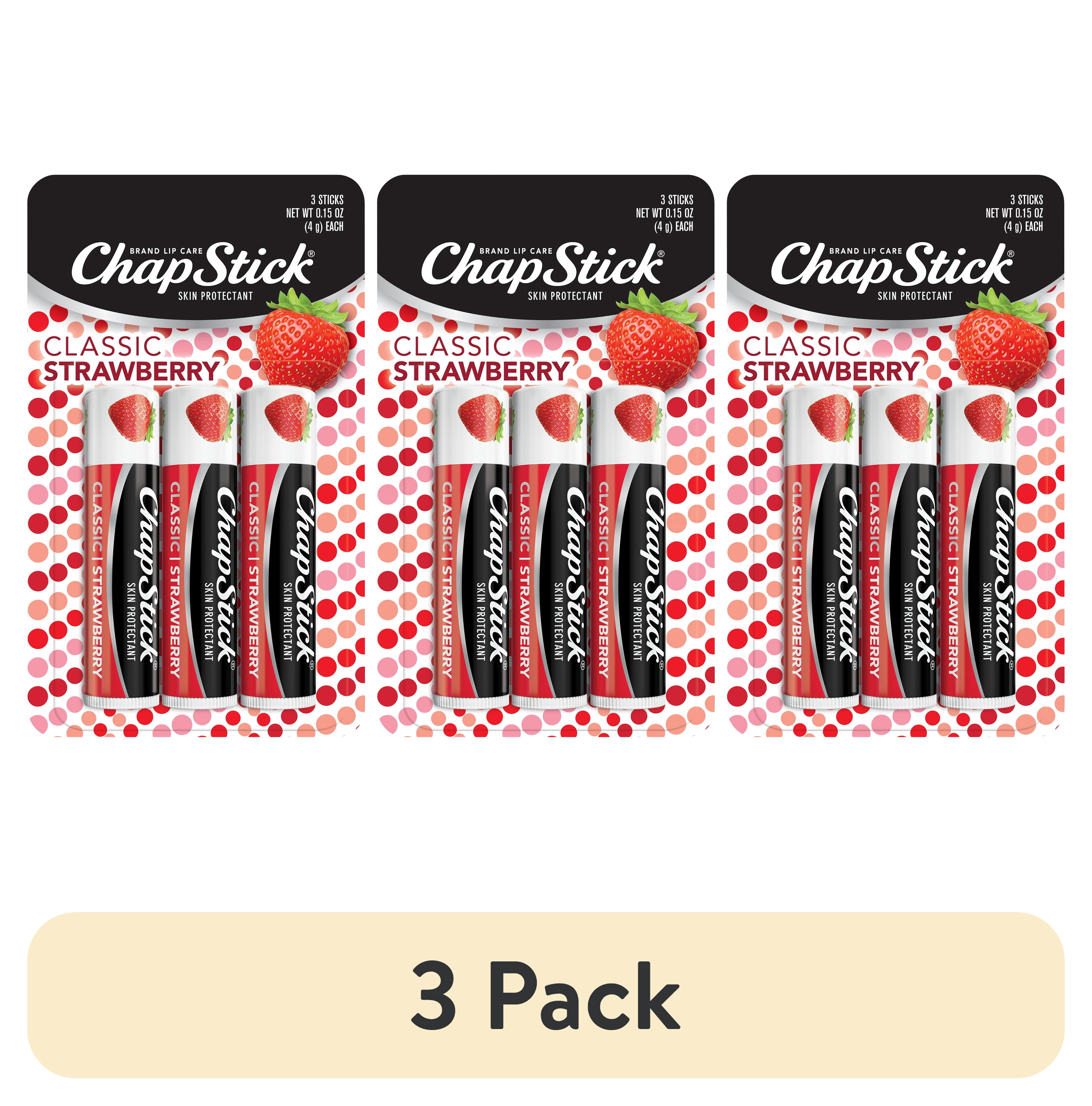 3 pack) ChapStick Classic Strawberry Lip Balm Tubes - 0.15 oz