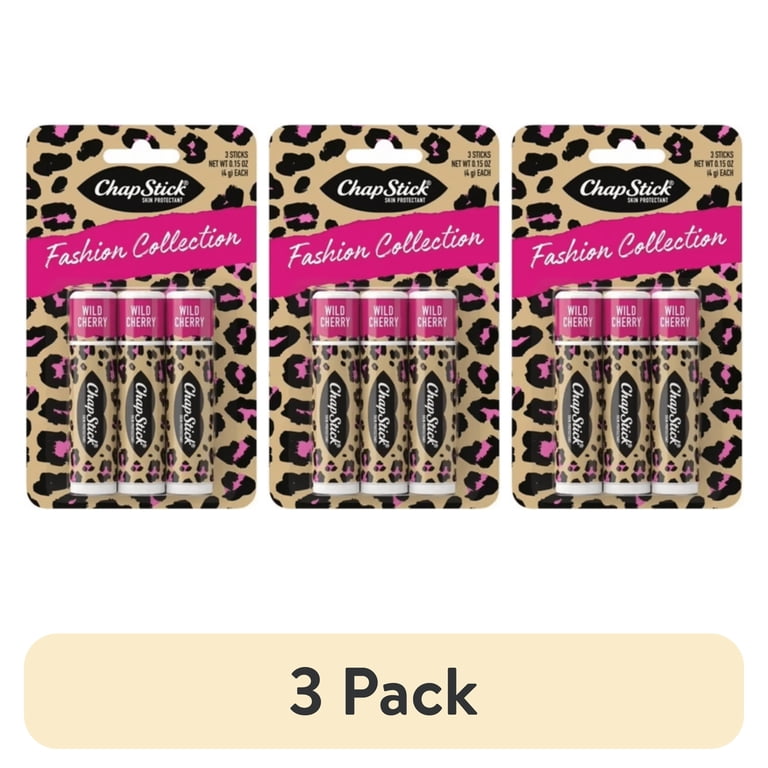 3 pack) ChapStick Fashion Collection Leopard Lip Balm, Wild Cherry