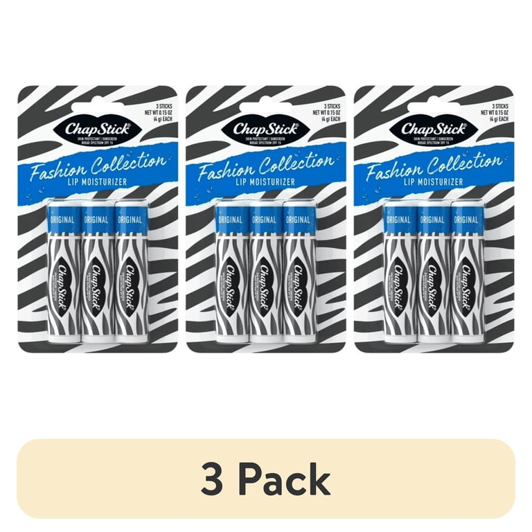 3 pack) ChapStick Fashion Collection Zebra Lip Balm, Moisturizing