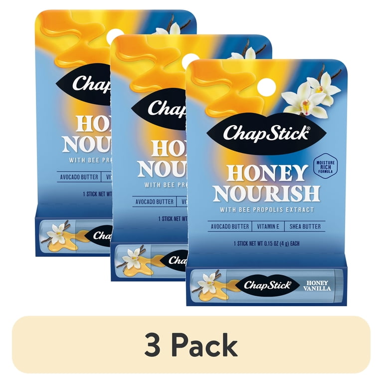 3 pack) ChapStick Lip Balm Honey Nourish, Moisturizing Formula