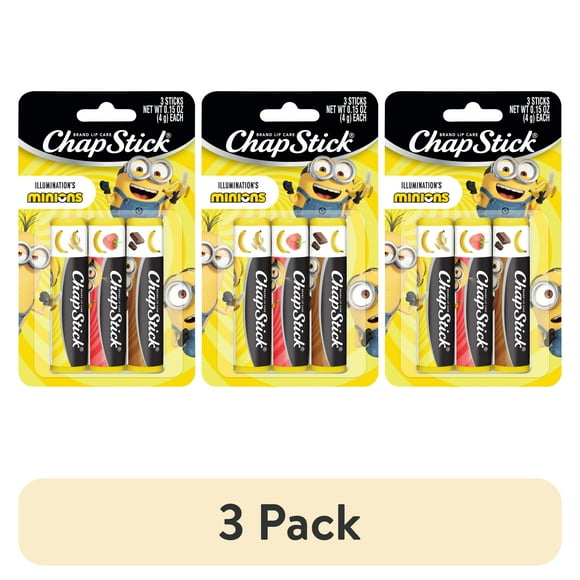 (3 pack) ChapStick Minions Banana-nana Lip Balm, Banana Flavor Variety, Moisturizing Lip Care, 3 Pack