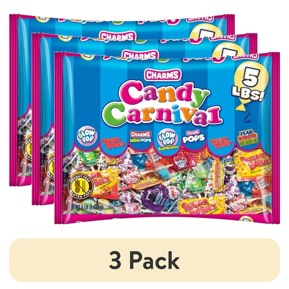 (3 pack) Charms Candy Carnival Assorted Bag Candy, 80 oz