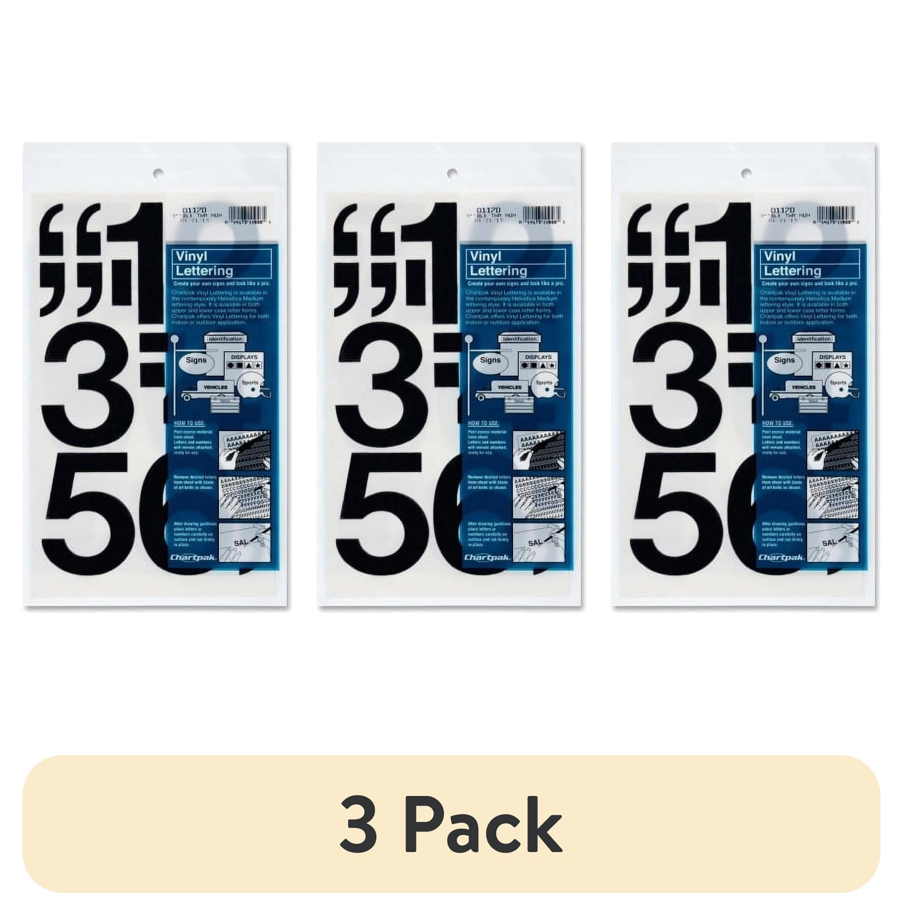 (3 pack) Chartpak Permanent Adhesive Vinyl Numbers 10 (Numbers) Shape - Self-adhesive - 3" Height x 3" Length - Black - Vinyl - 16 / Pack