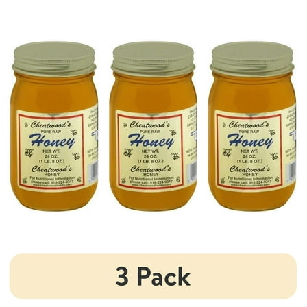 (3 pack) Cheatwood's Pure Raw Honey, 24 oz.
