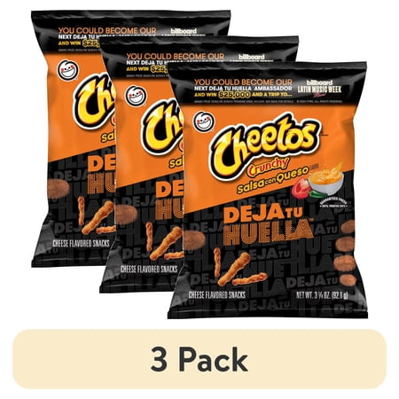 (3 pack) Cheetos Crunchy Cheese Salsa Con Queso Flavored Snacks, 3.25 oz Bag