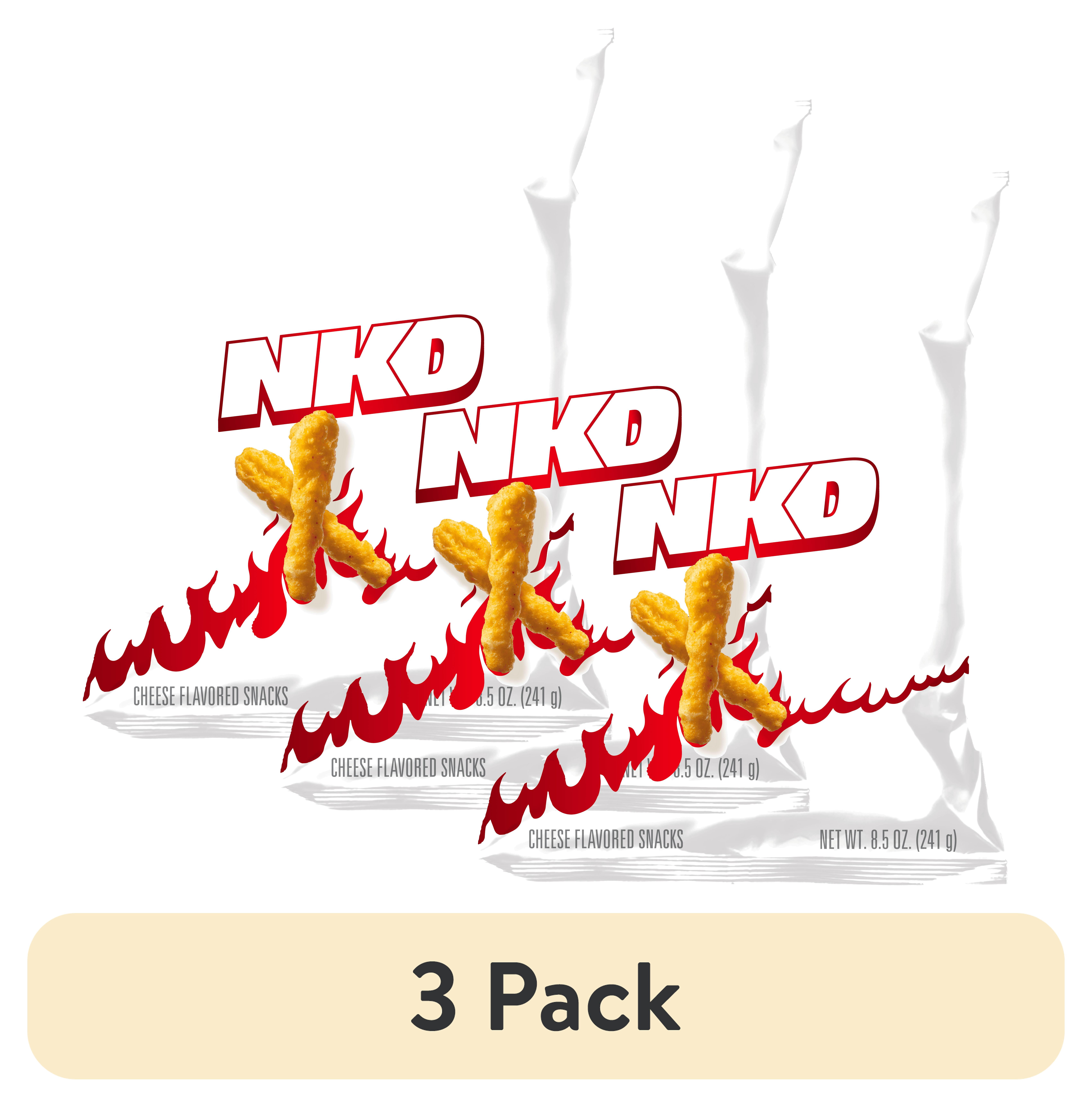(3 pack) Cheetos Simply NKD, No Dyes No Artificial Flavors Crunchy Flamin’ Hot Cheese Flavored Snacks Bag, 8.5 oz