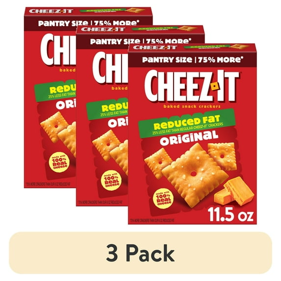 (3 pack) Cheez-It Reduced Fat Original Baked Snack Cheese Crackers, Made with 100% Real Cheese, 11.5 oz