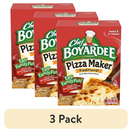 (3 pack) Chef Boyardee Cheese Pizza Maker, Crust Mix and Pizza Sauce Meal Kit, 31.85 oz.