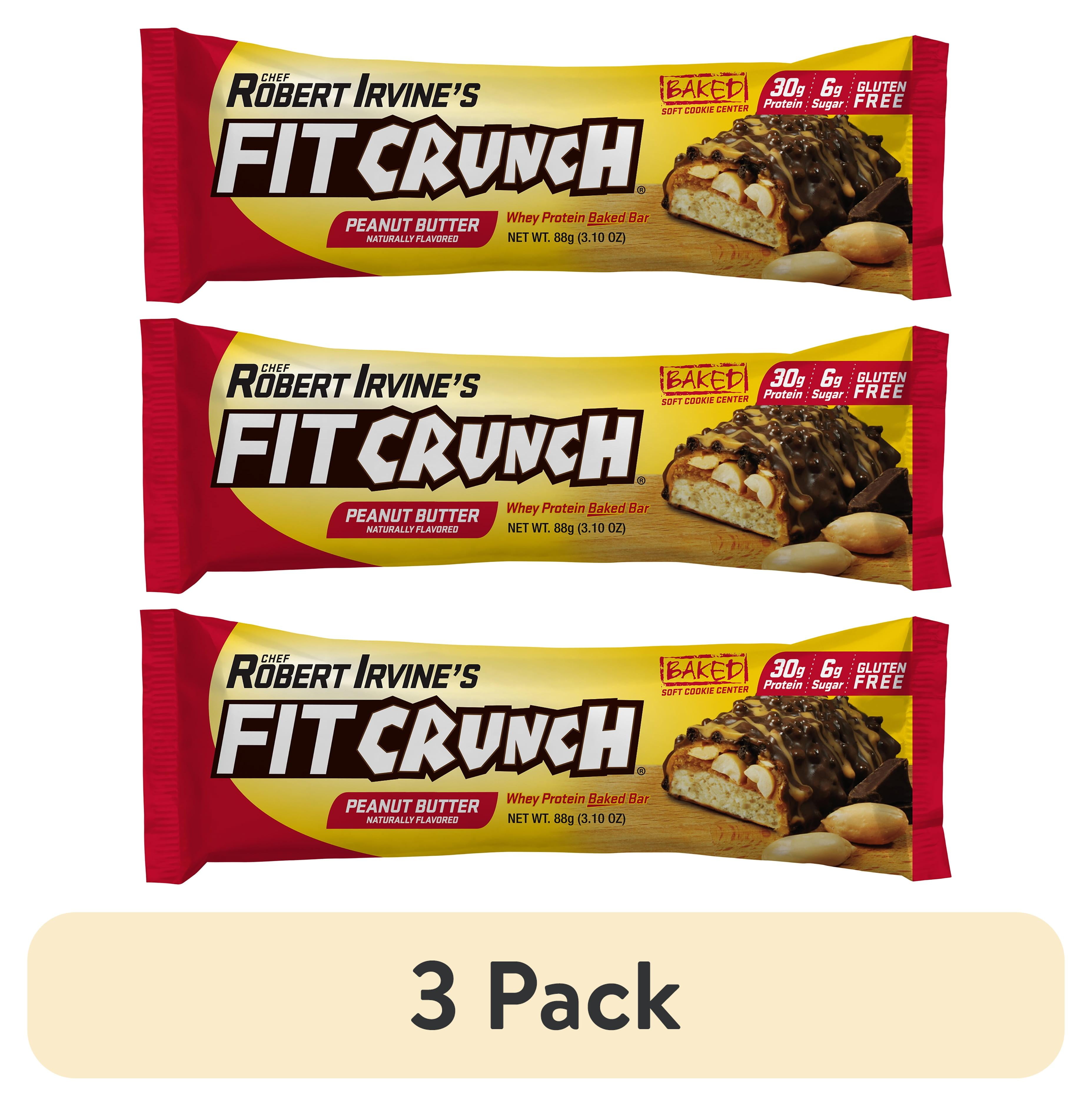 (3 pack) Chef Robert Irvine's FITCRUNCH Peanut Butter, High Protein Baked Bar, 30g Protein, 3.1 oz., 1ct