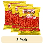 (3 pack) Chester's Fries Flamin' Hot Flavored Corn Snacks, 5.25 oz Bag