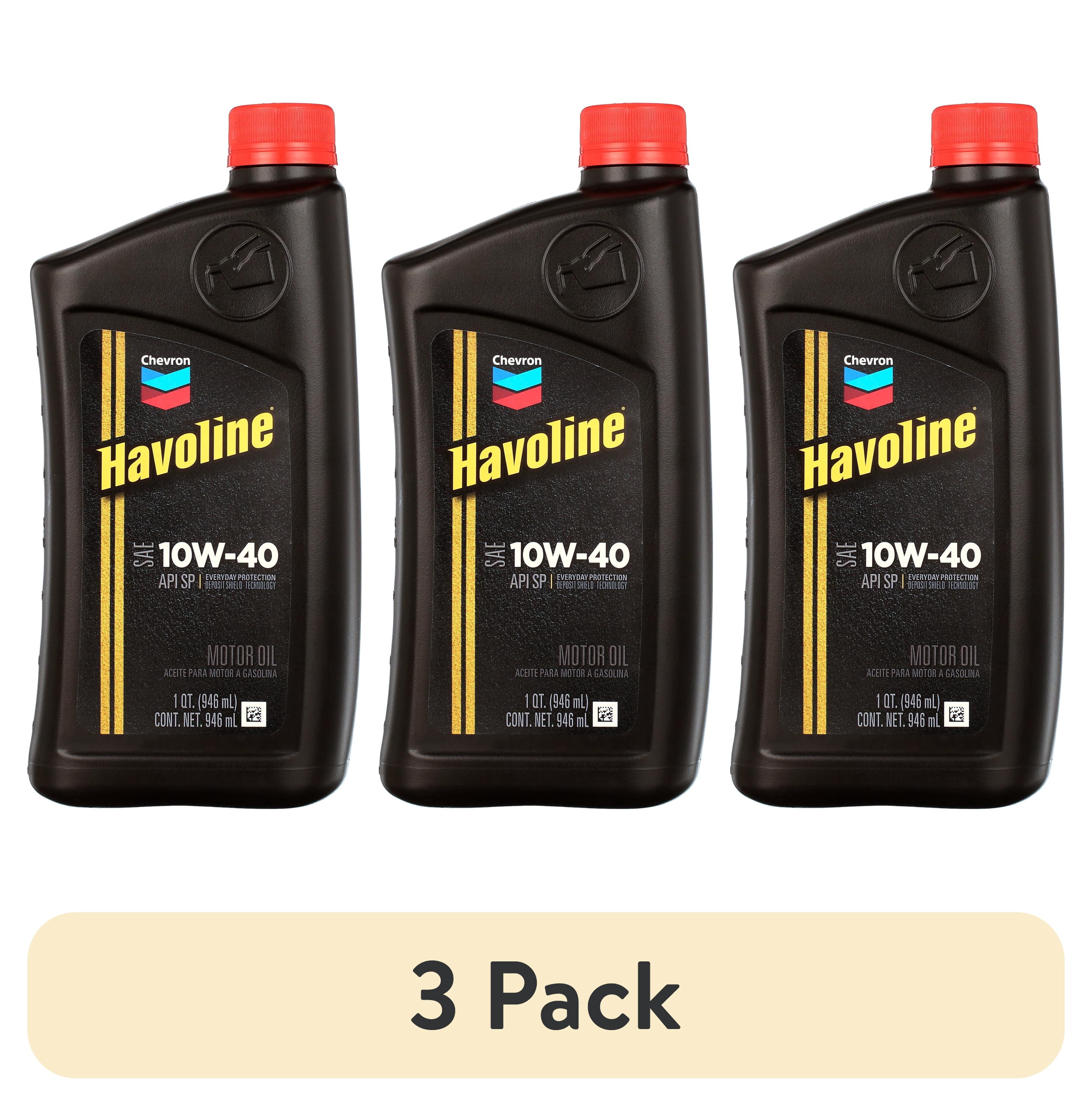 (3 pack) Chevron Havoline Conventional Motor Oil 10W-40, 1 Quart Bottle