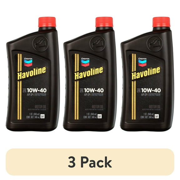 (3 pack) Chevron Havoline Conventional Motor Oil 10W-40, 1 Quart Bottle