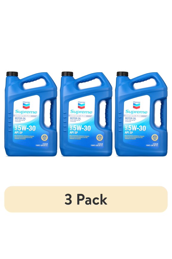 (3 pack) Chevron Supreme Synthetic Blend Motor Oil 5W30, 5 Quart