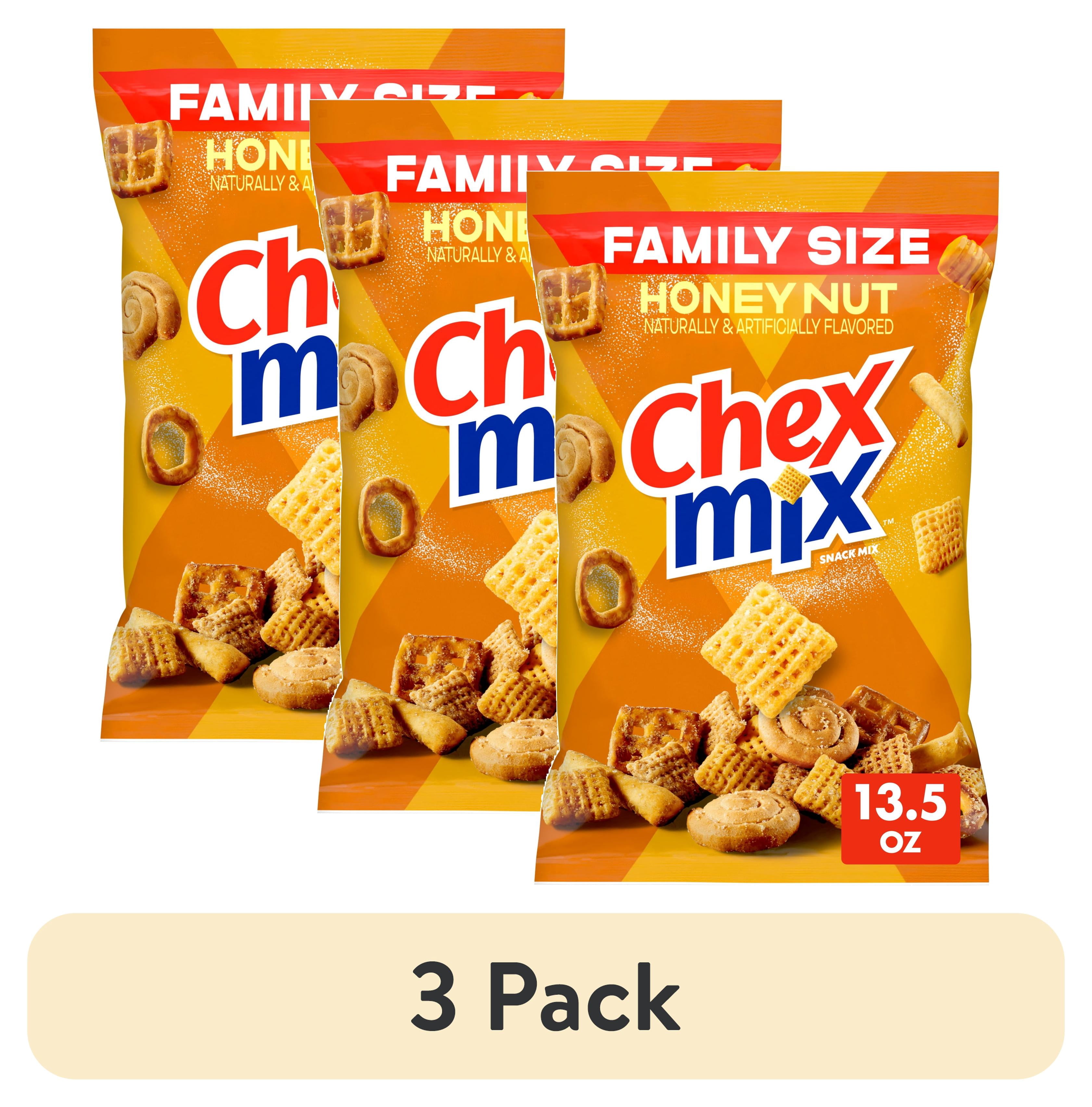 (3 pack) Chex Mix Honey Nut Snack Mix, Sweet and Salty Snack Bag, Family Size, 13.5 oz