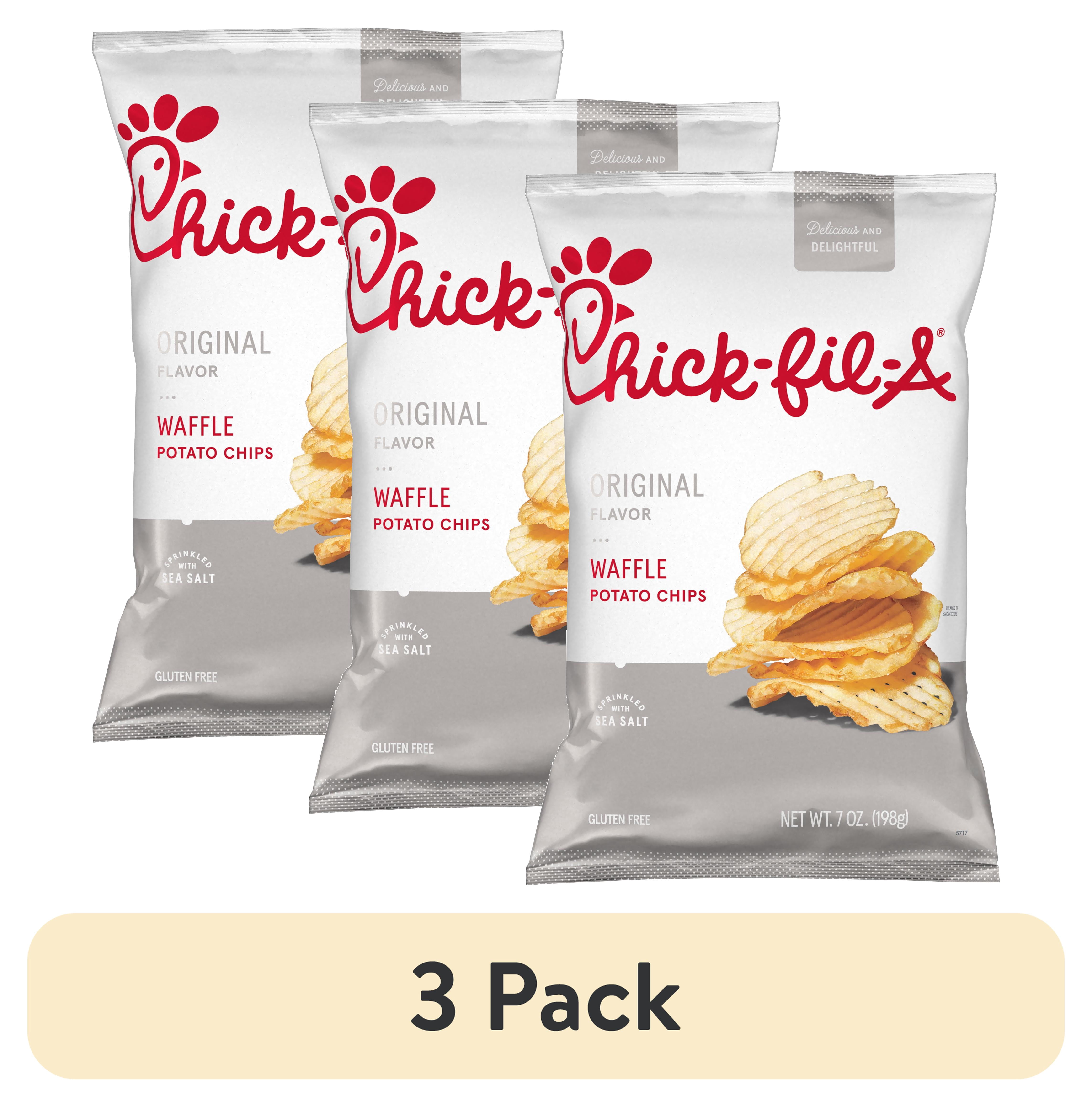 (3 pack) Chick-fil-A Sea Salt Waffle Potato Chips 7oz