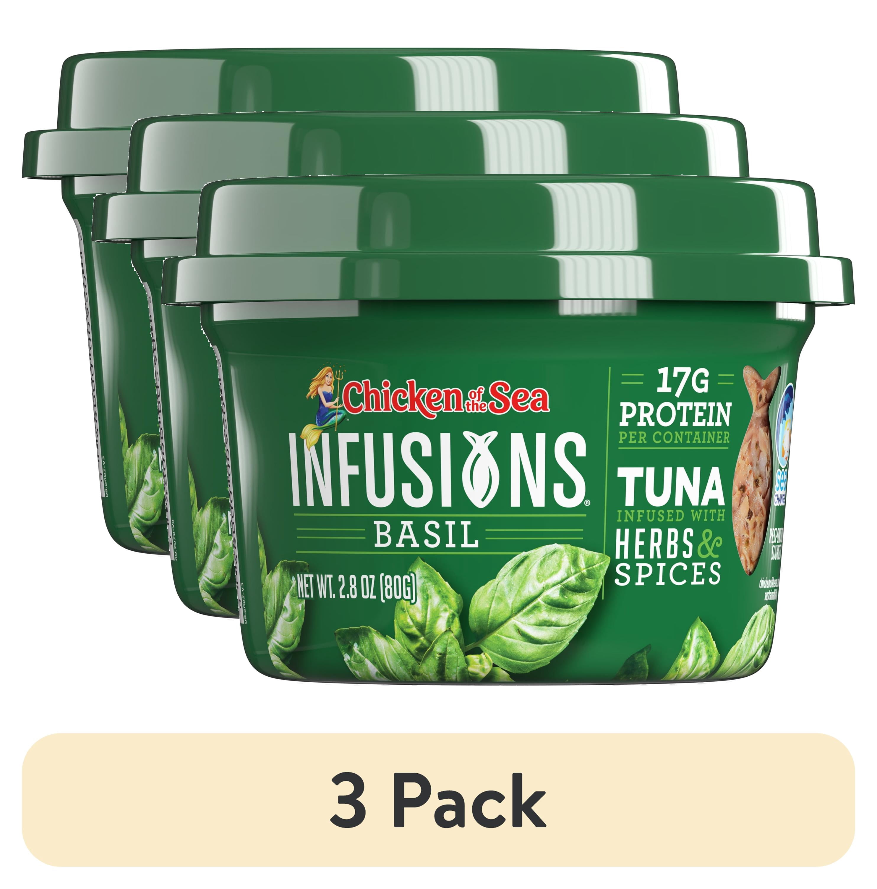 (3 pack) Chicken of the Sea Infusions Basil Tuna 2.8 oz Cup
