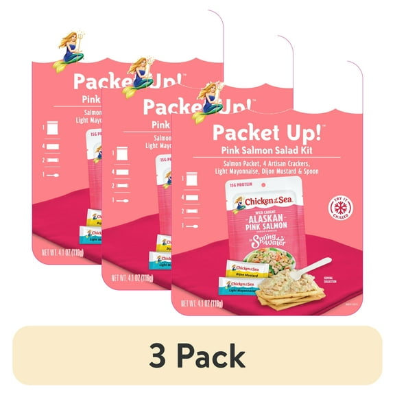 (3 pack) Chicken of the Sea Packet Up! Pink Salmon Salad Kit 4.1 oz