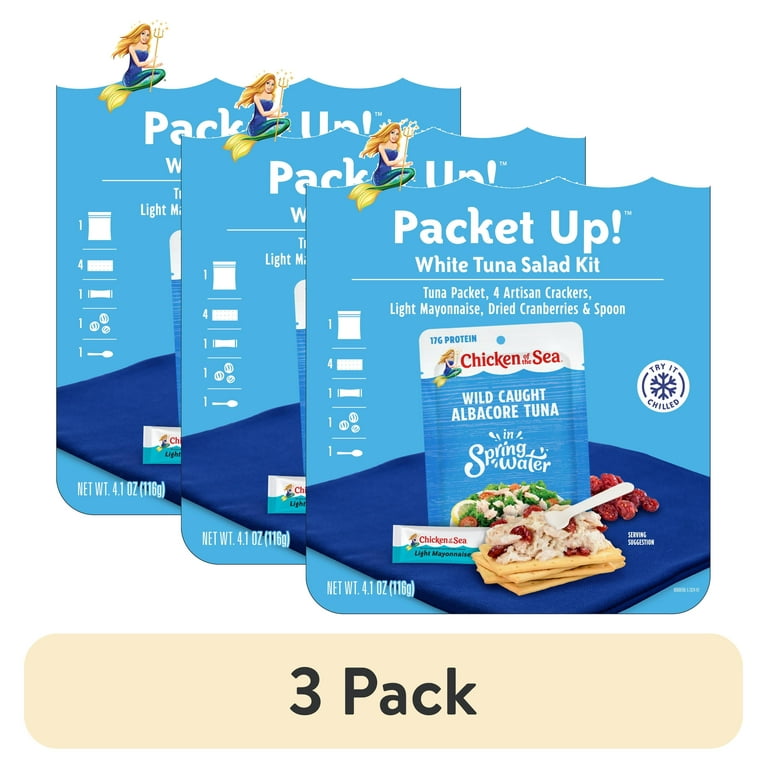 3 pack) Chicken of the Sea Packet Up! White Tuna Salad Kit 4.1 oz