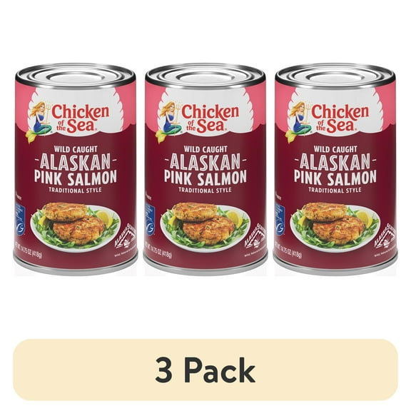 (3 pack) Chicken of the Sea Wild Caught Alaskan Pink Salmon, Traditional Style 14.75 oz