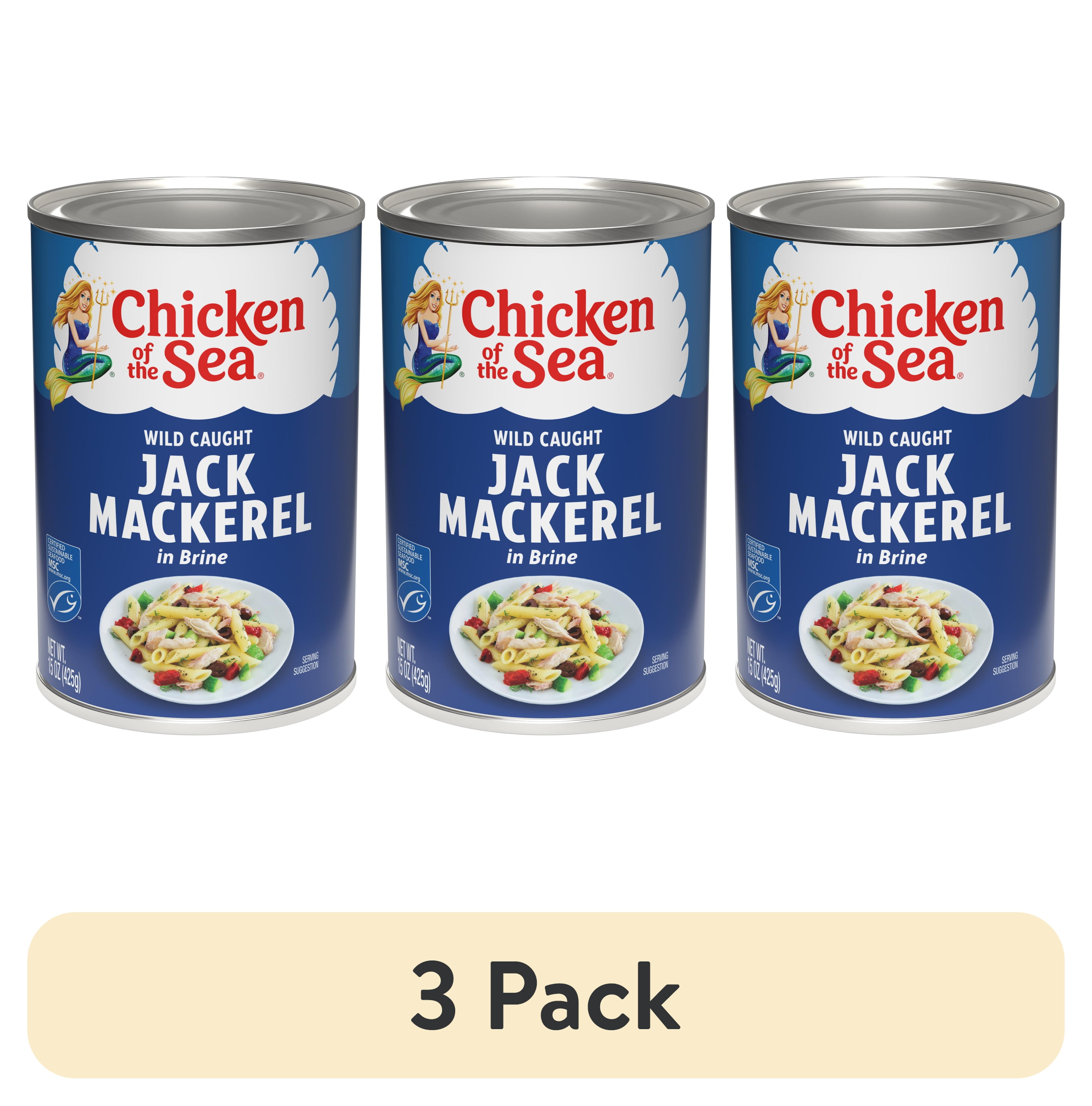 3 pack) Chicken of the Sea Wild Caught Jack Mackerel in Brine 15