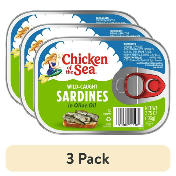 (3 pack) Chicken of the Sea Wild Caught Sardines in Olive Oil 3.75 oz