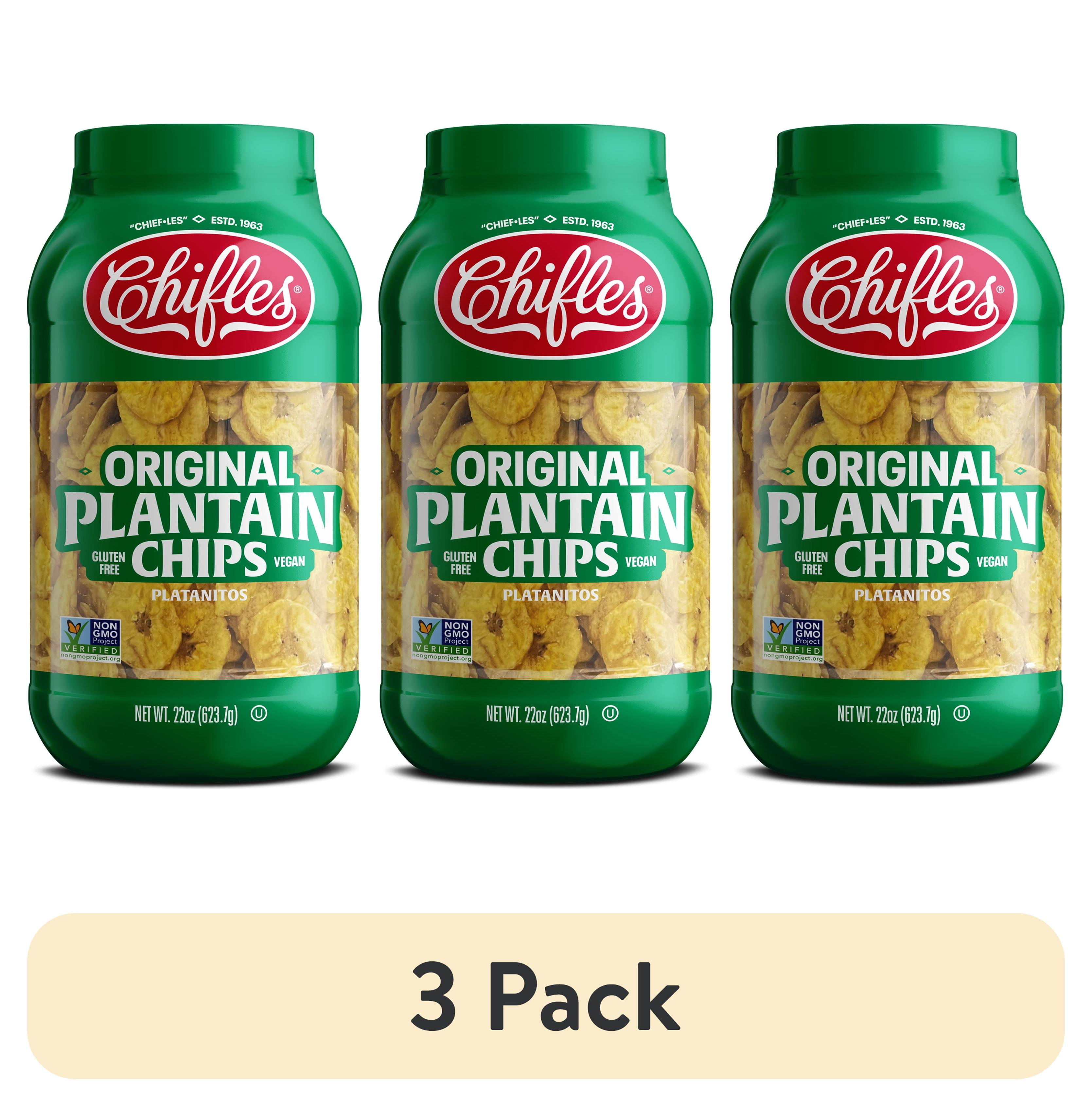 (3 pack) Chifles Original Plantain Chips Tub Everyday Healthy Snack, Natural, Gluten Free, Nut Free, Vegan, Kosher 23.8oz