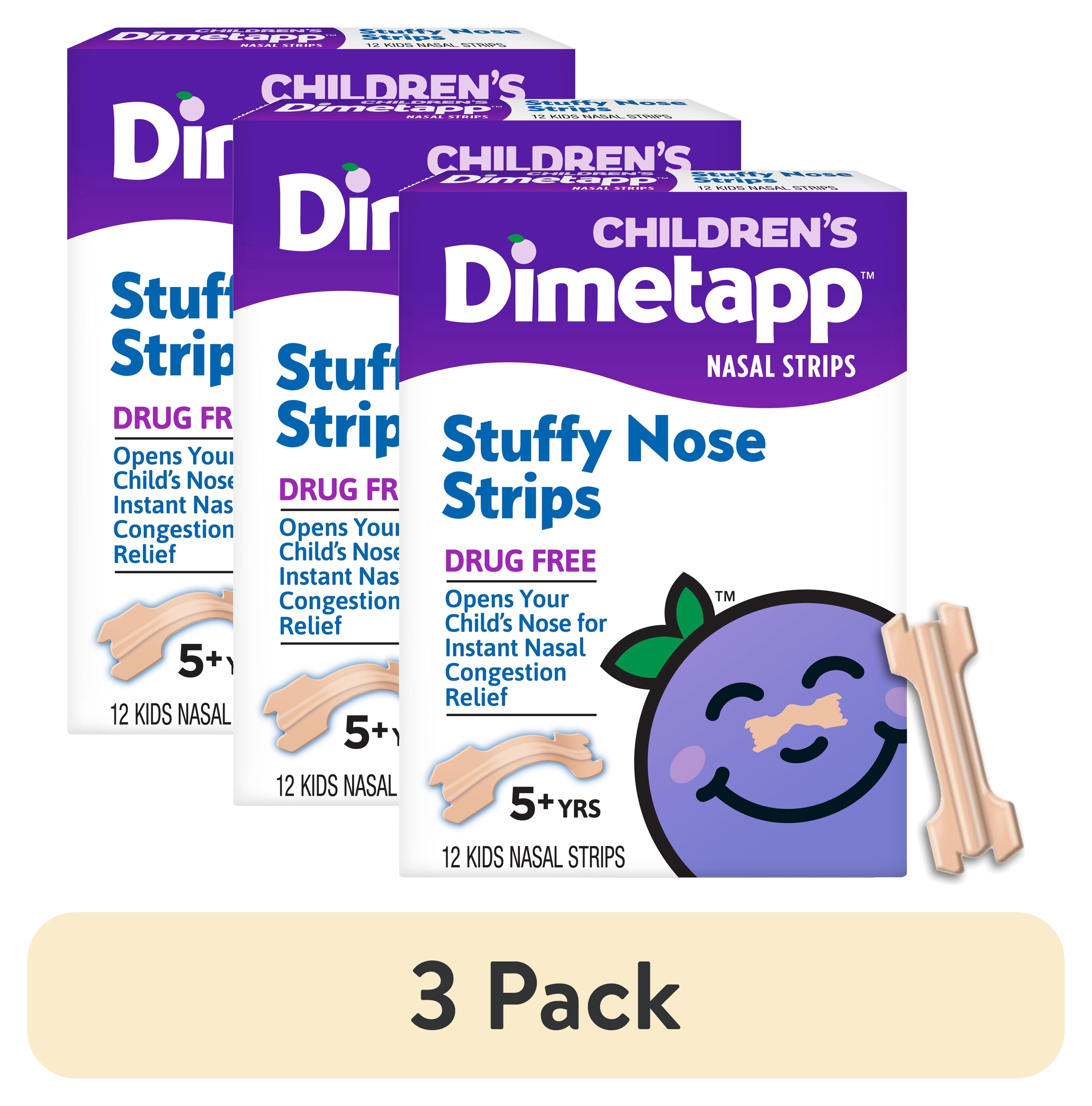 (3 pack) Children’s Dimetapp Stuffy Nose Strips, Instant Nasal Congestion Relief, 12 Strips