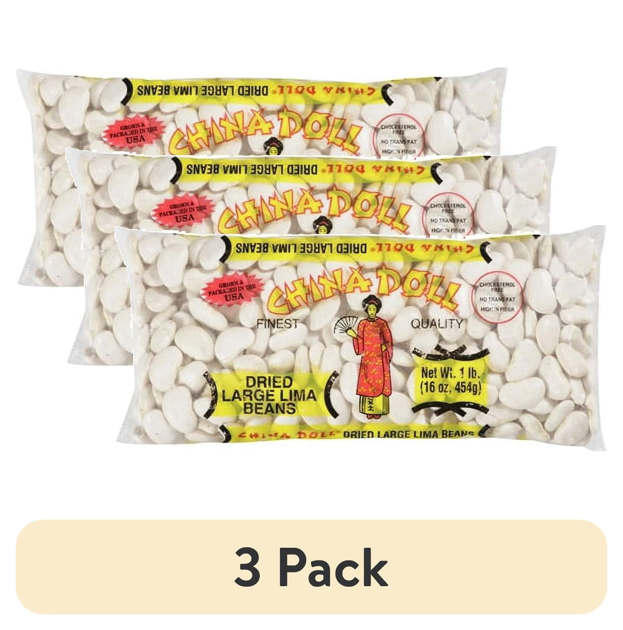 (3 pack) China Doll Dried Large Lima Beans, 16 oz Bag