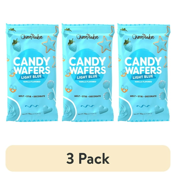 (3 pack) ChocoMaker Light Blue Vanilla Flavored Candy Wafers, 12oz