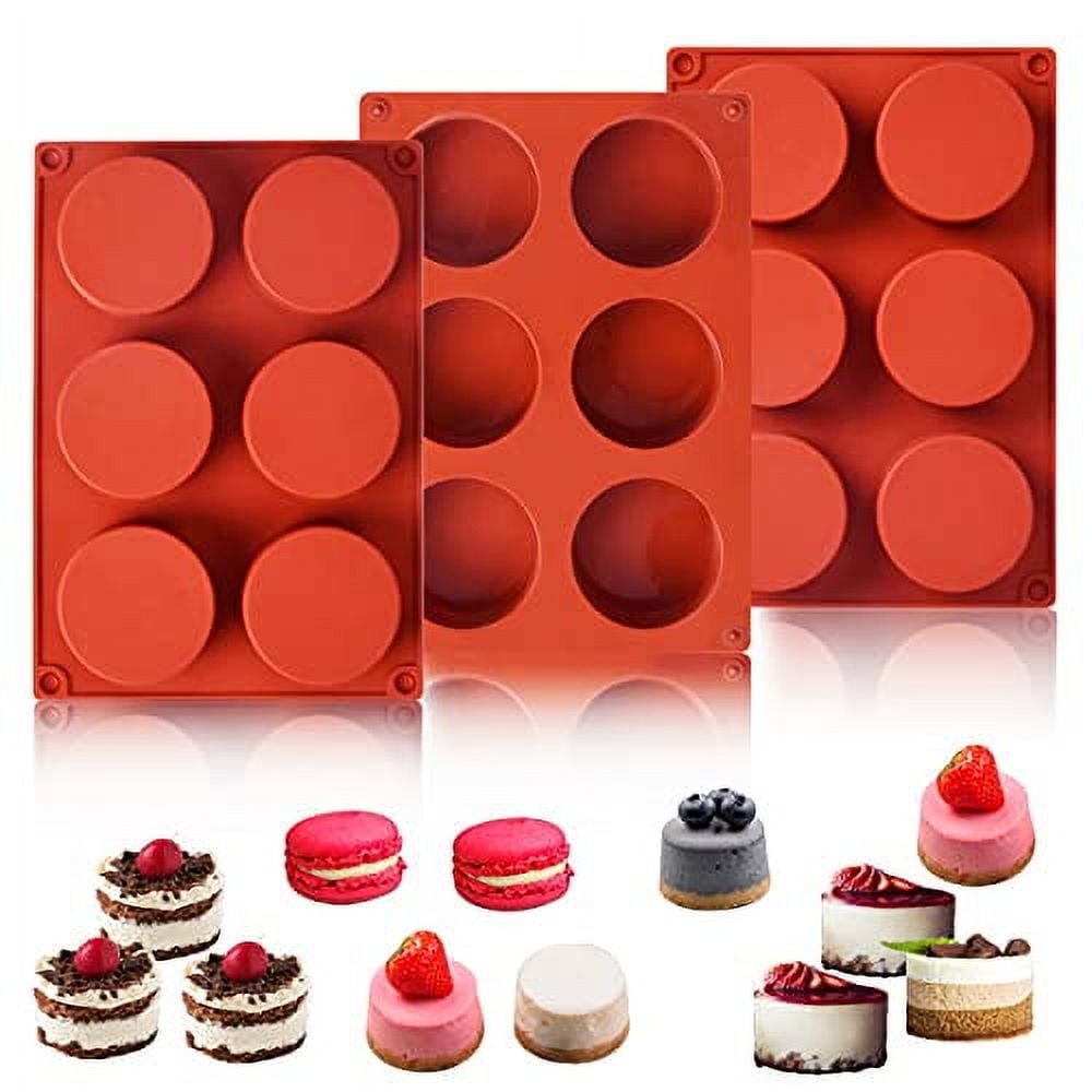 3-pack Chocolate Cake Cookie Mold 6-Cavity Round Silicone Baking