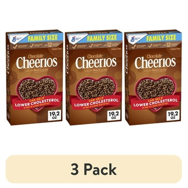 (3 pack) Chocolate Cheerios, Heart Healthy Gluten Free Breakfast Cereal, Family Size, 19.2 oz