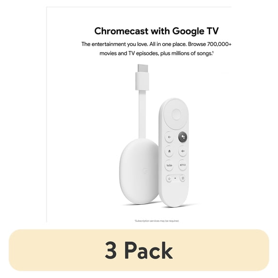 (3 pack) Chromecast with Google TV - Streaming Entertainment in 4K HDR