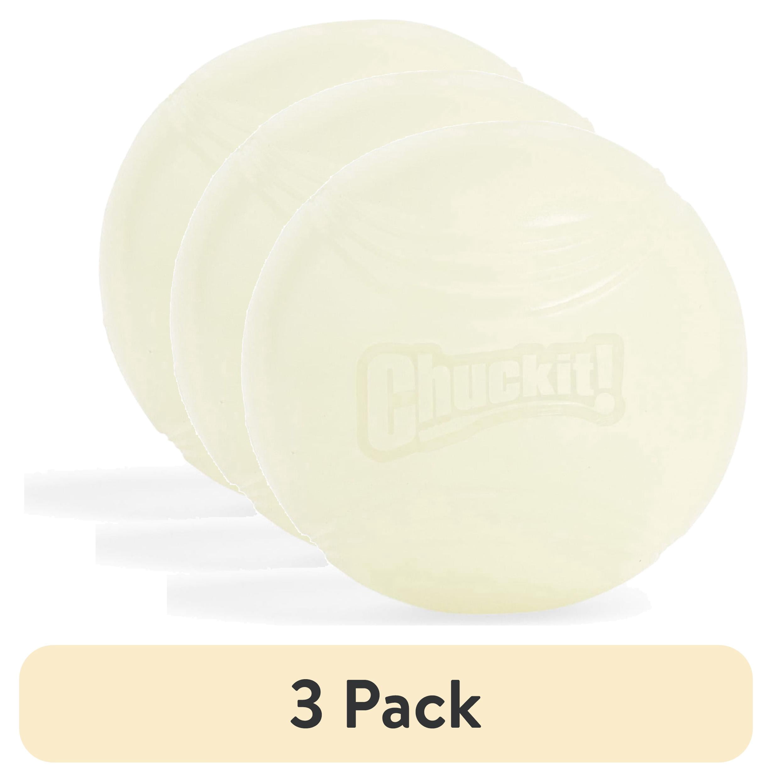 (3 pack) Chuckit! Max Glow Dog Ball Rubber Fetch Toy For Dogs, Large 3", For Breeds 60-100 lb, Pack of 1, Glow in the Dark
