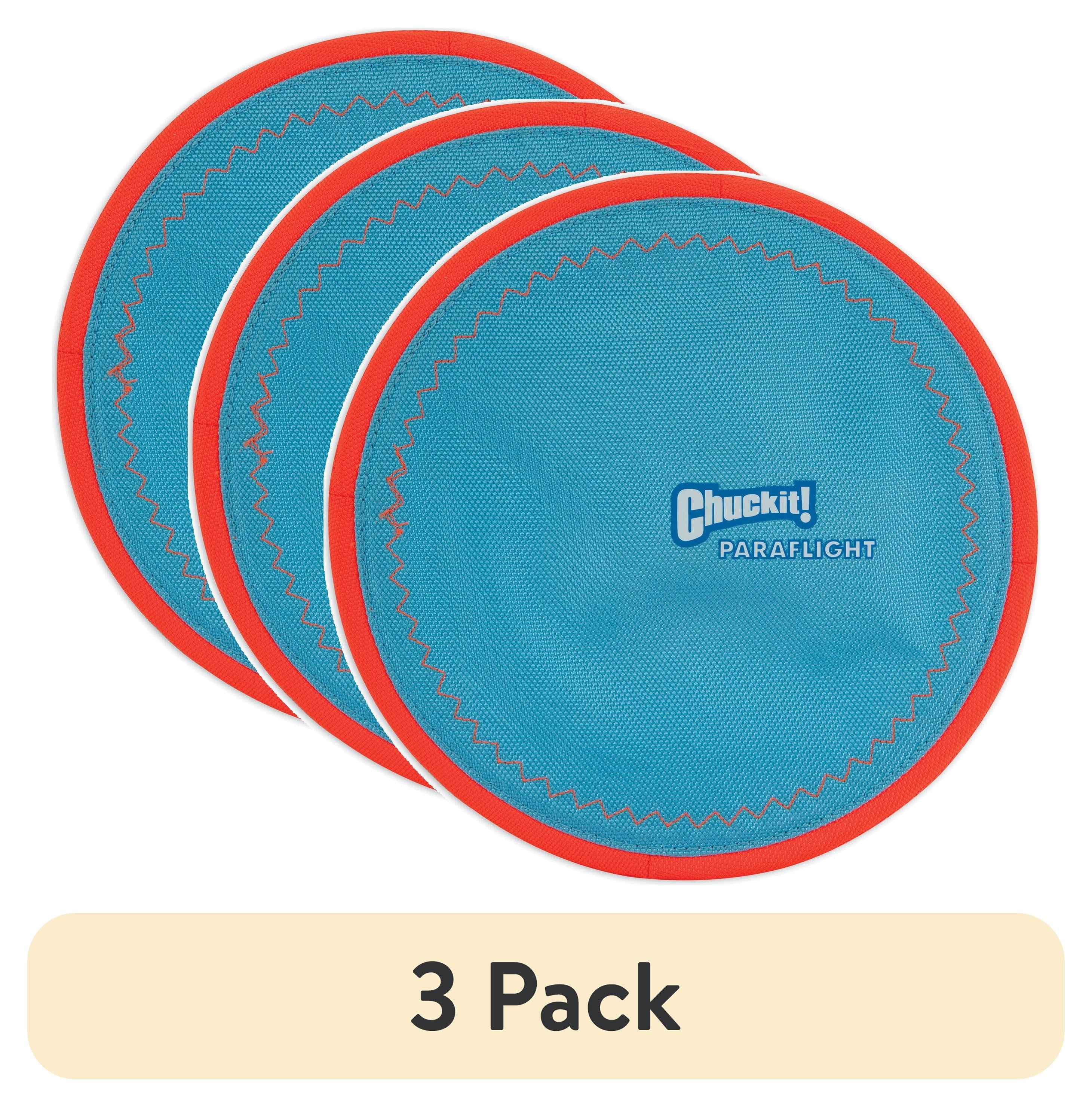 (3 pack) Chuckit! Paraflight Flying Disc Nylon Frisbee Dog Toy for Pools, Beach Waterplay, Large 10.25" for Dogs 60-100 lb, Multicolor