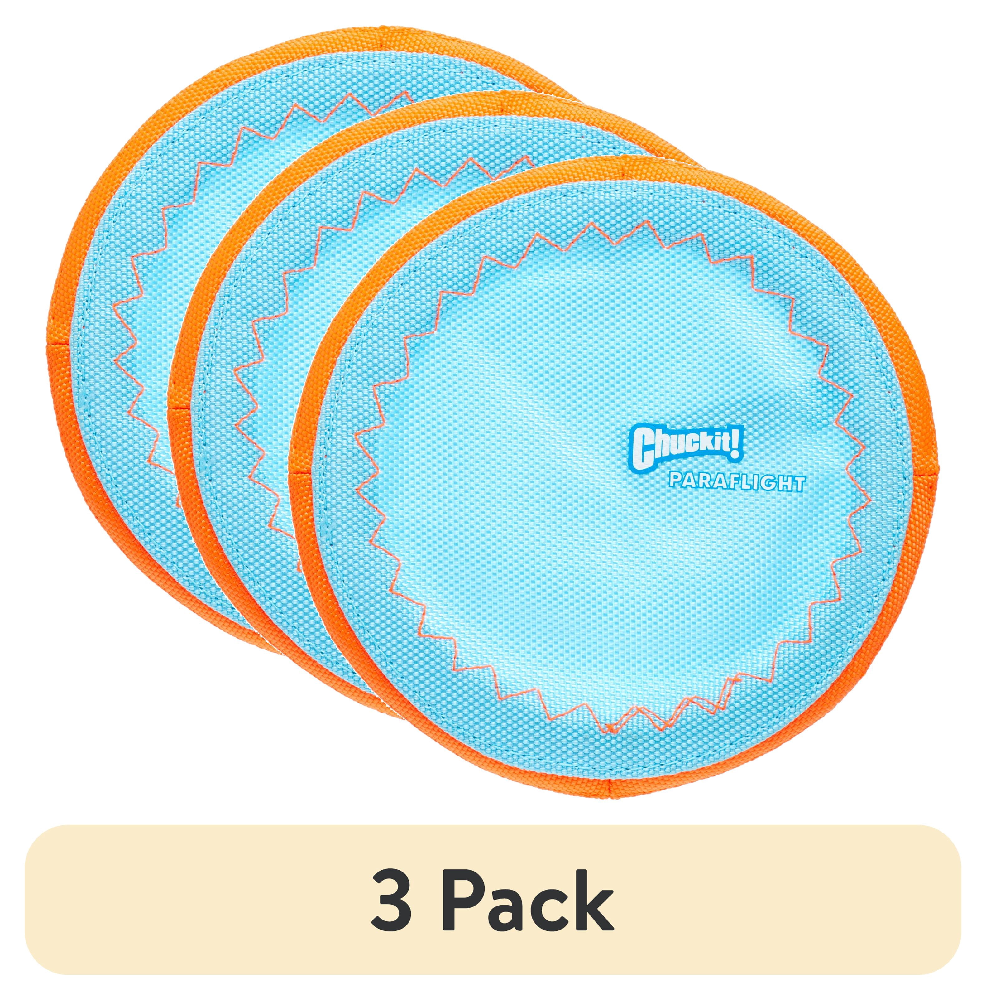 (3 pack) Chuckit! Paraflight Flying Disc Outdoor Dog Toy for Pools, Small (6.5"), for Dogs and Puppies 20-60 lb, Orange and Blue