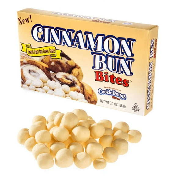 3 Pack Cinnamon Bun Bites Delectable bites of cinnamon bun dough coated in frosting and ready to eat.