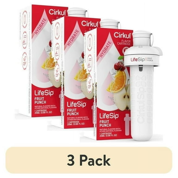 (3 pack) Cirkul LifeSip Fruit Punch Flavor Cartridge, Drink Mix, 1-Pack