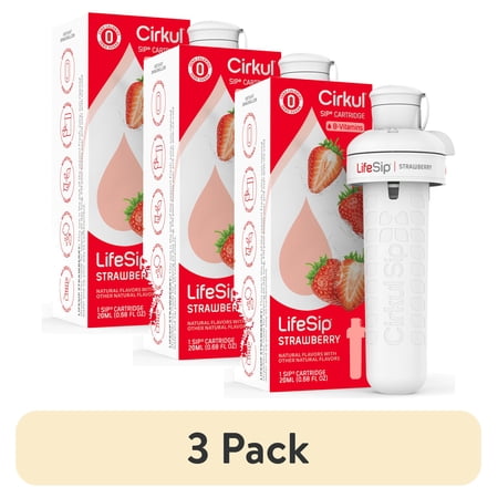 (3 pack) Cirkul LifeSip Strawberry Flavor Cartridge, Drink Mix, 1-Pack