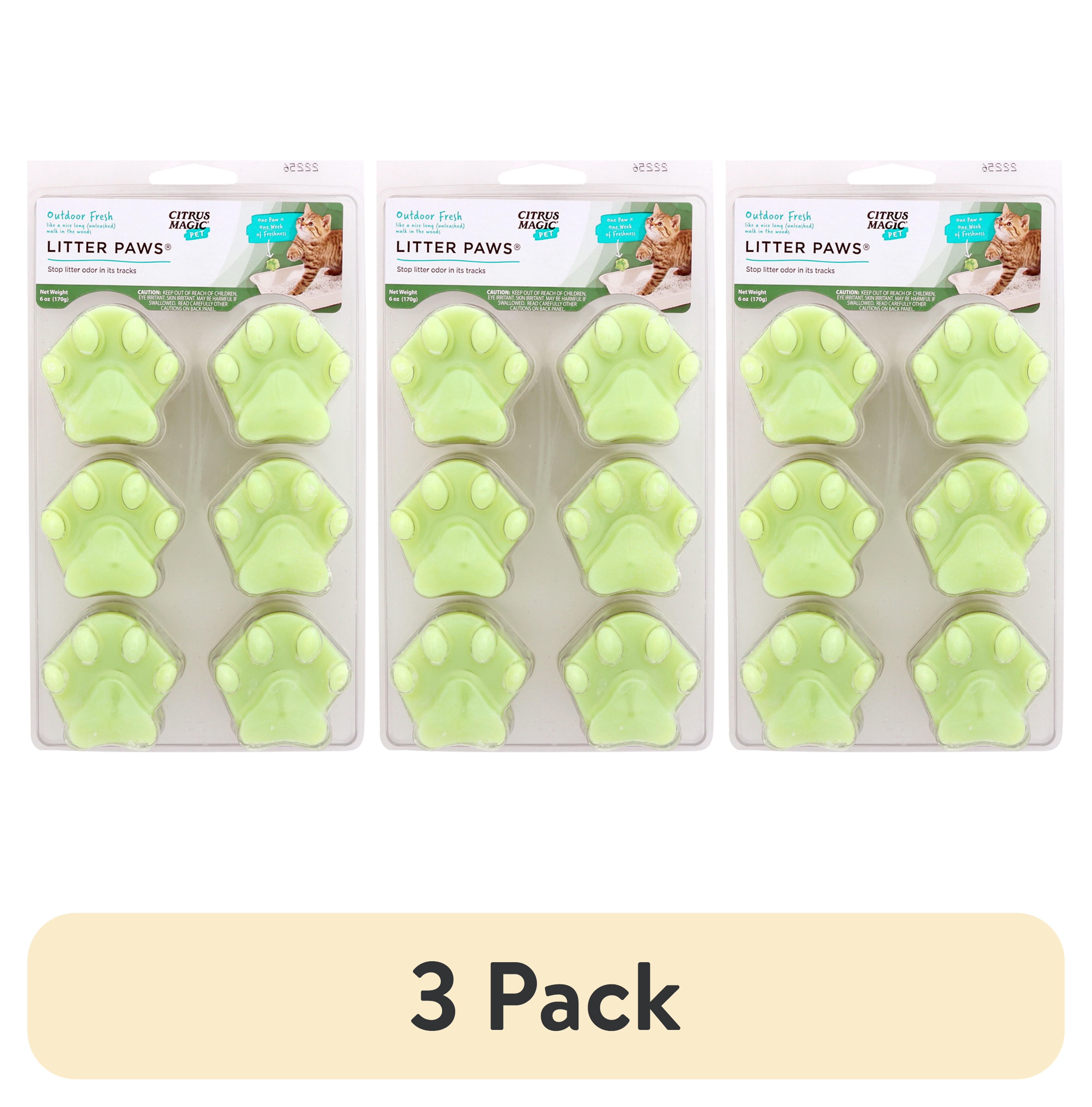 (3 pack) Citrus Magic Pet Odor Control Litter Paws, Outdoor Fresh Scent, 6-Count