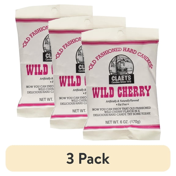 (3 pack) Claeys Candies 651 Wild Cherry Hard Candy 6 oz