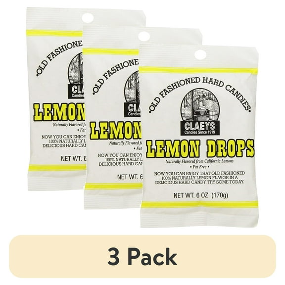 (3 pack) Claeys Old Fashioned Lemon Hard Candy 6 oz