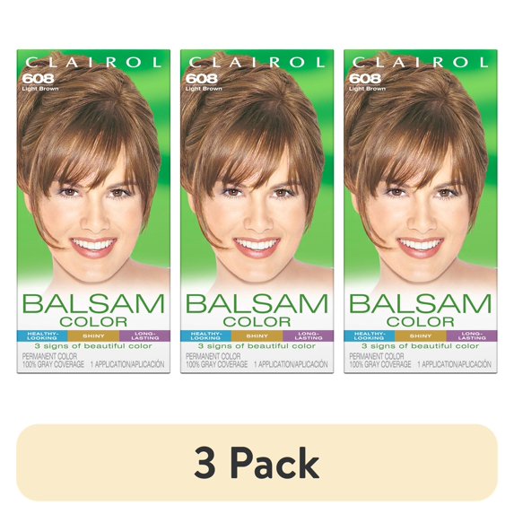 (3 pack) Clairol Balsam Hair Color, 608 Light Brown