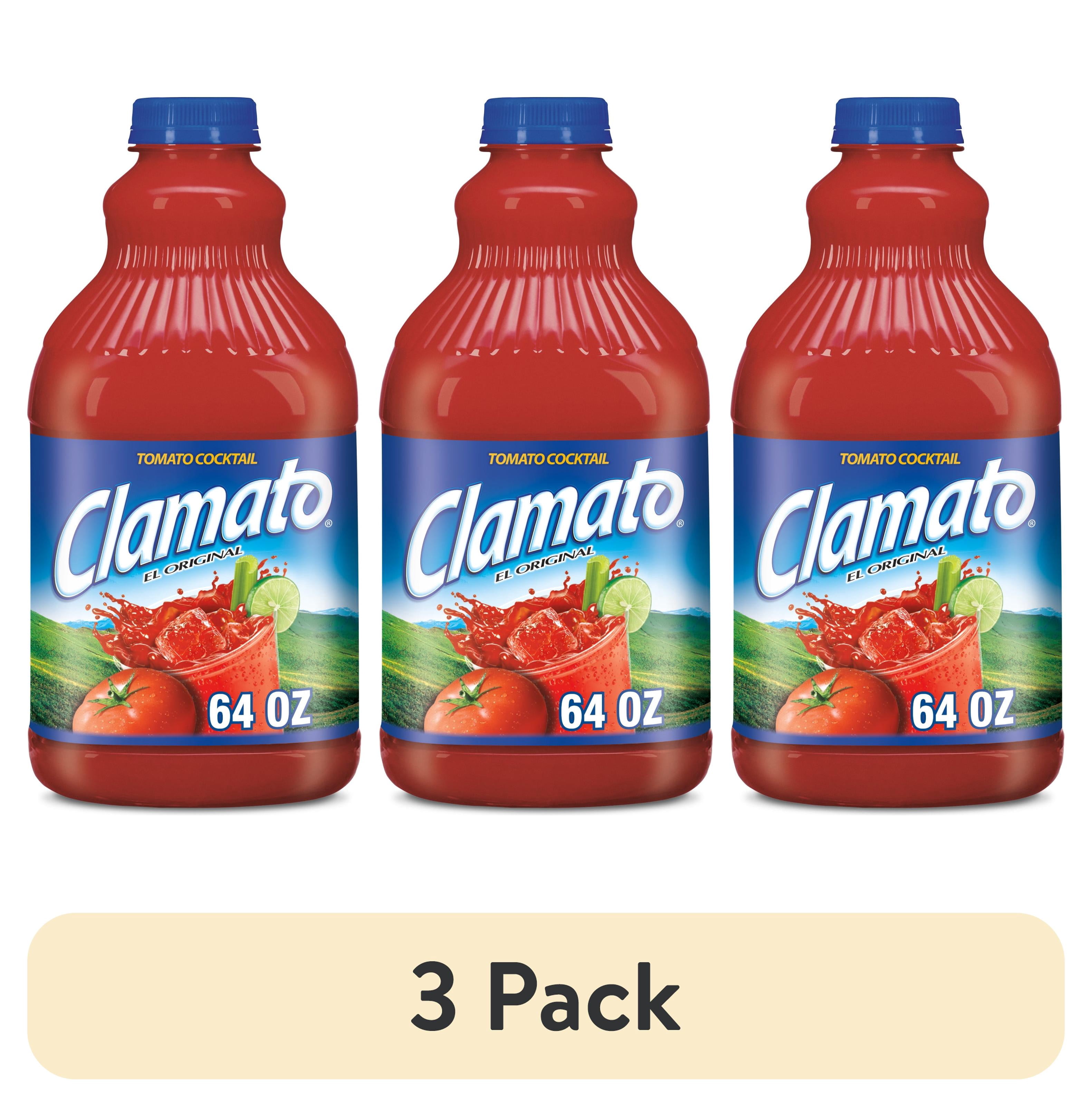 (3 pack) Clamato Original Tomato Cocktail Mixer, 64 fl oz, Bottle