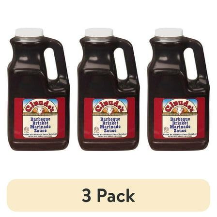 (3 pack) Claude's Barbeque Brisket Marinade Sauce, 64 fl oz Bottle